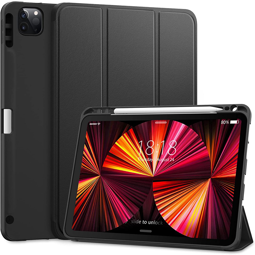  New iPad Pro13 M4 2024 Case- Slim Trifold Stand Soft TPU Back Cover with Built-in Pencil Holder